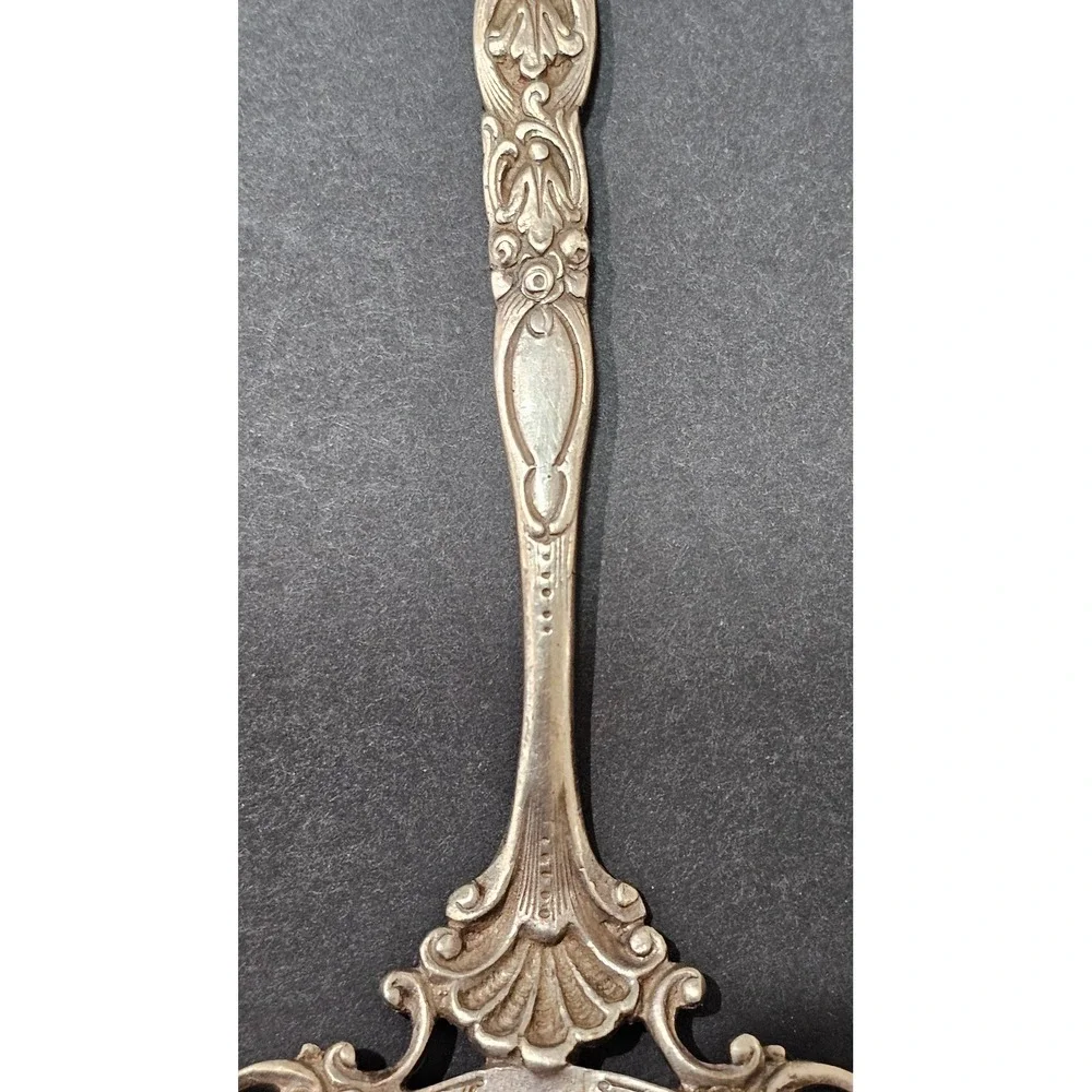 Antique Signed‎ German 800 Silver Cake Server Edelweiss Alpine Chalet Repousse